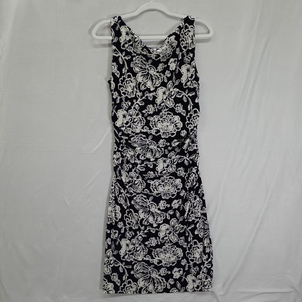 Lauren Ralph Lauren Dress Women’s Size 10 Ruched Navy White Floral Formal Spring - Picture 16 of 16